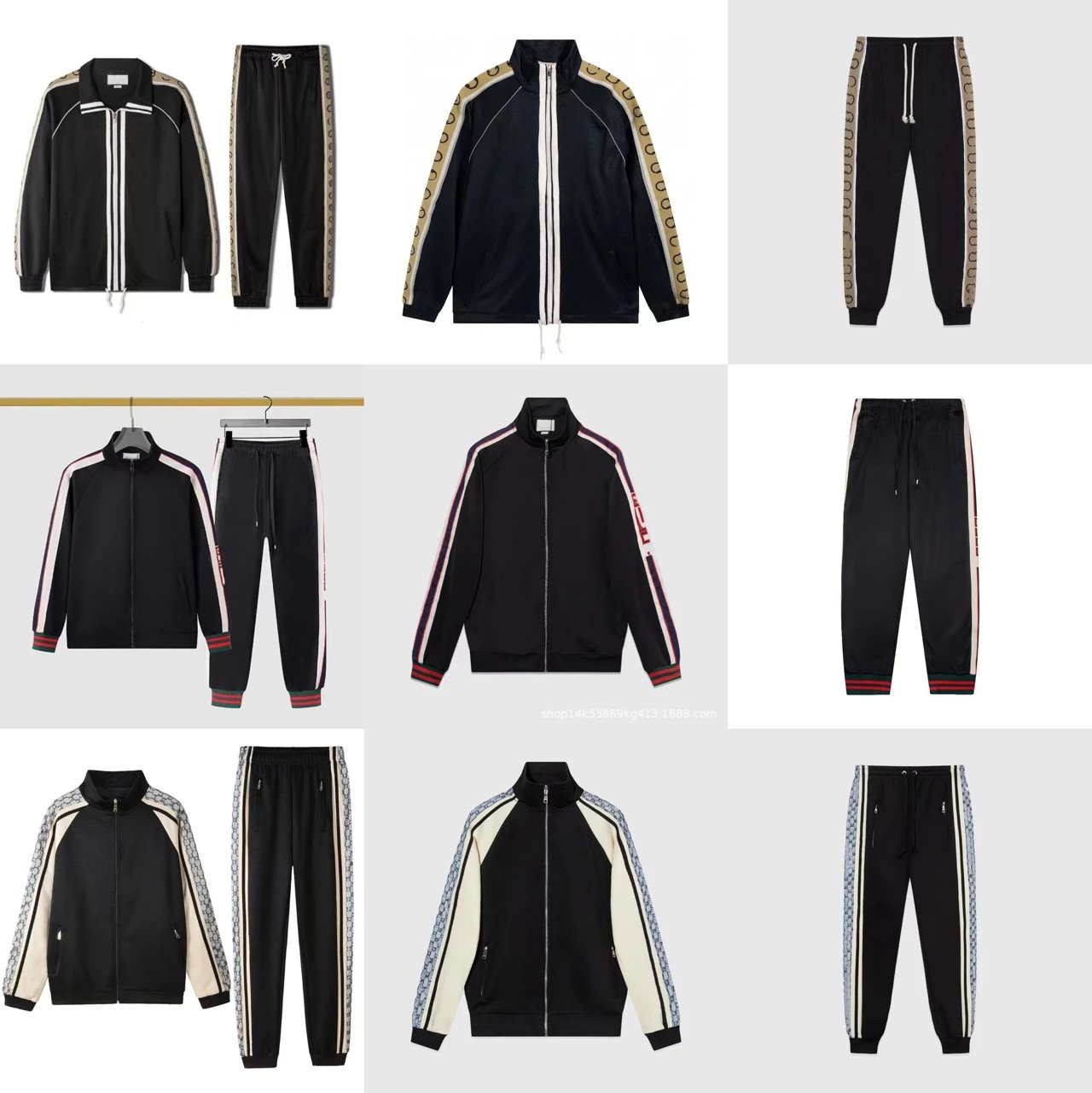 Gucci Track Suit Set Men Women Black Logo Stripe Jacket Pants