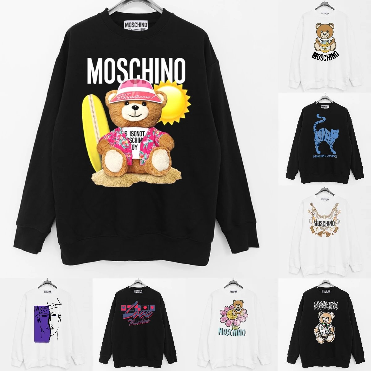 MOSCHINO Bear Graphic Sweatshirt Oversized Streetwear Fashion