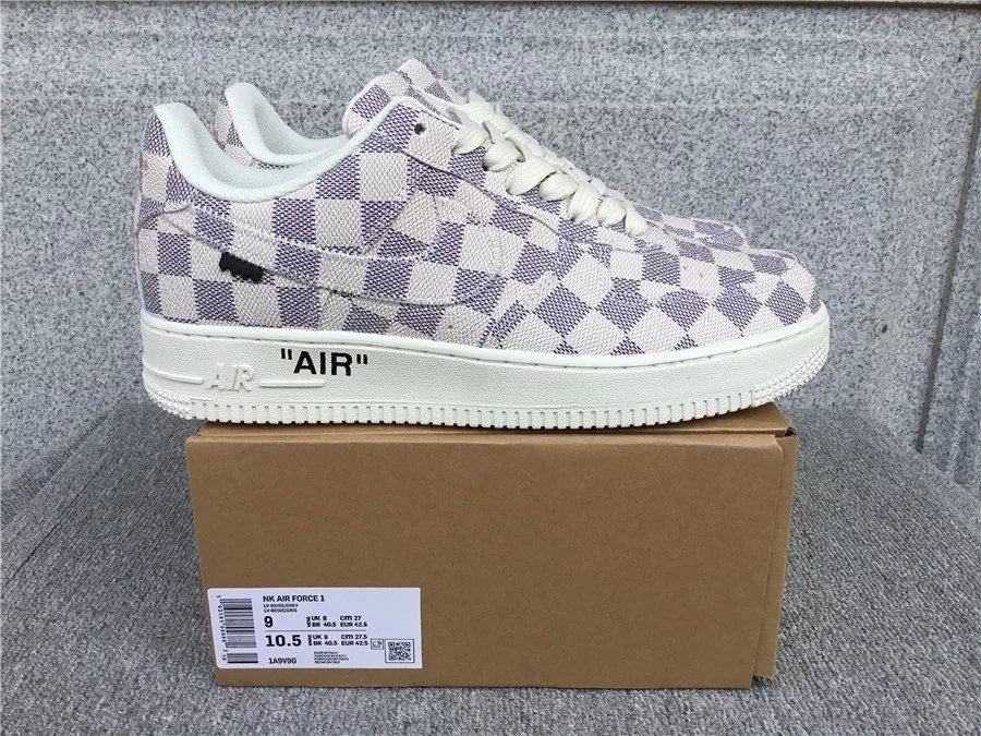 Nike Air Force 1 Checkerboard White Purple Sneakers