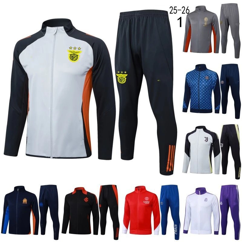 2025-2026 Football Training Tracksuit Set Men's Soccer Jersey Pants Team Wear