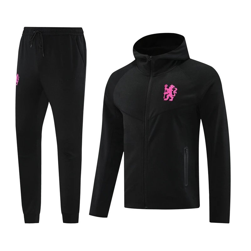 Black and Pink Le Coq Sportif Tracksuit Set for Men