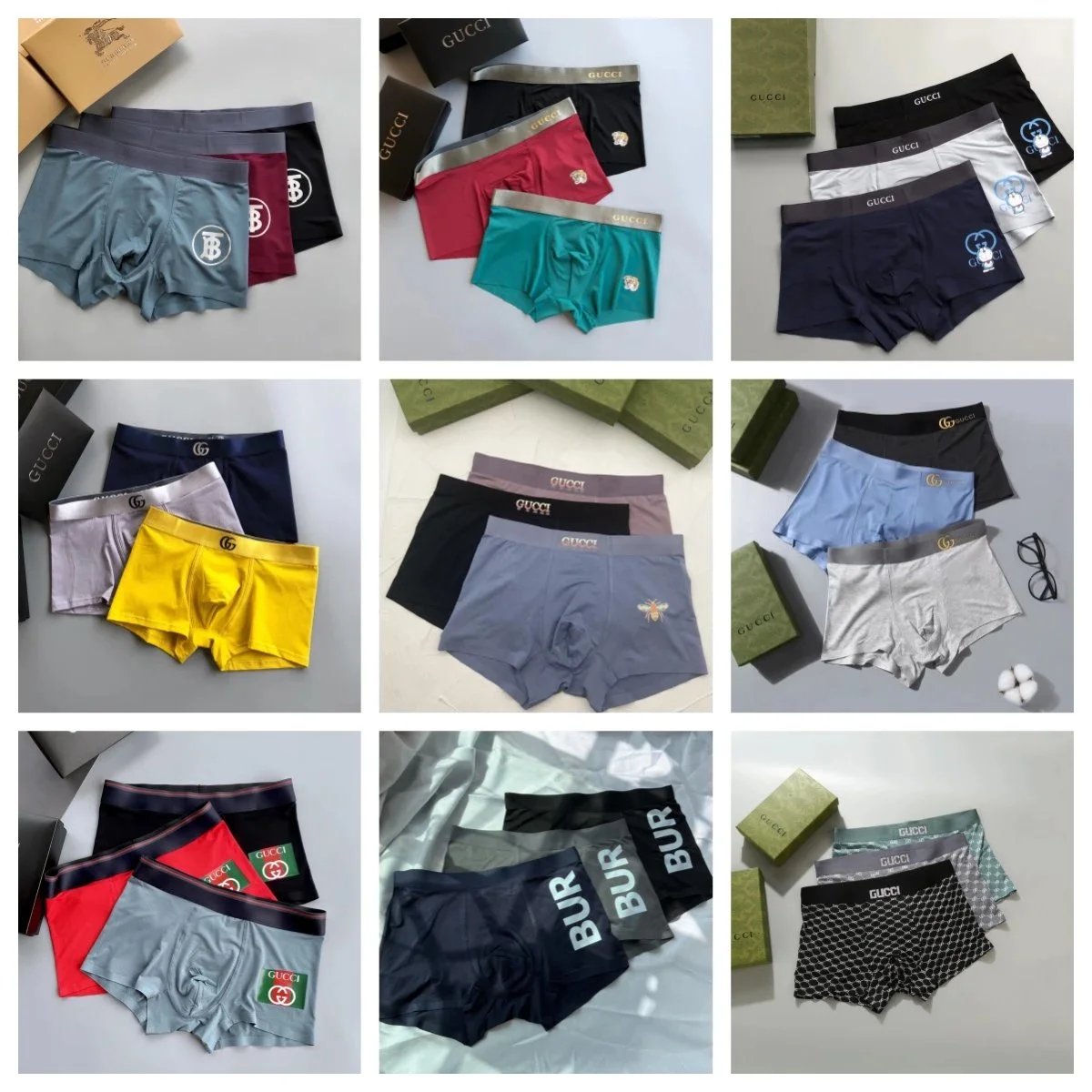 Gucci Men's Underwear Boxer Briefs Fashion Logo Print Comfortable Cotton Underpants