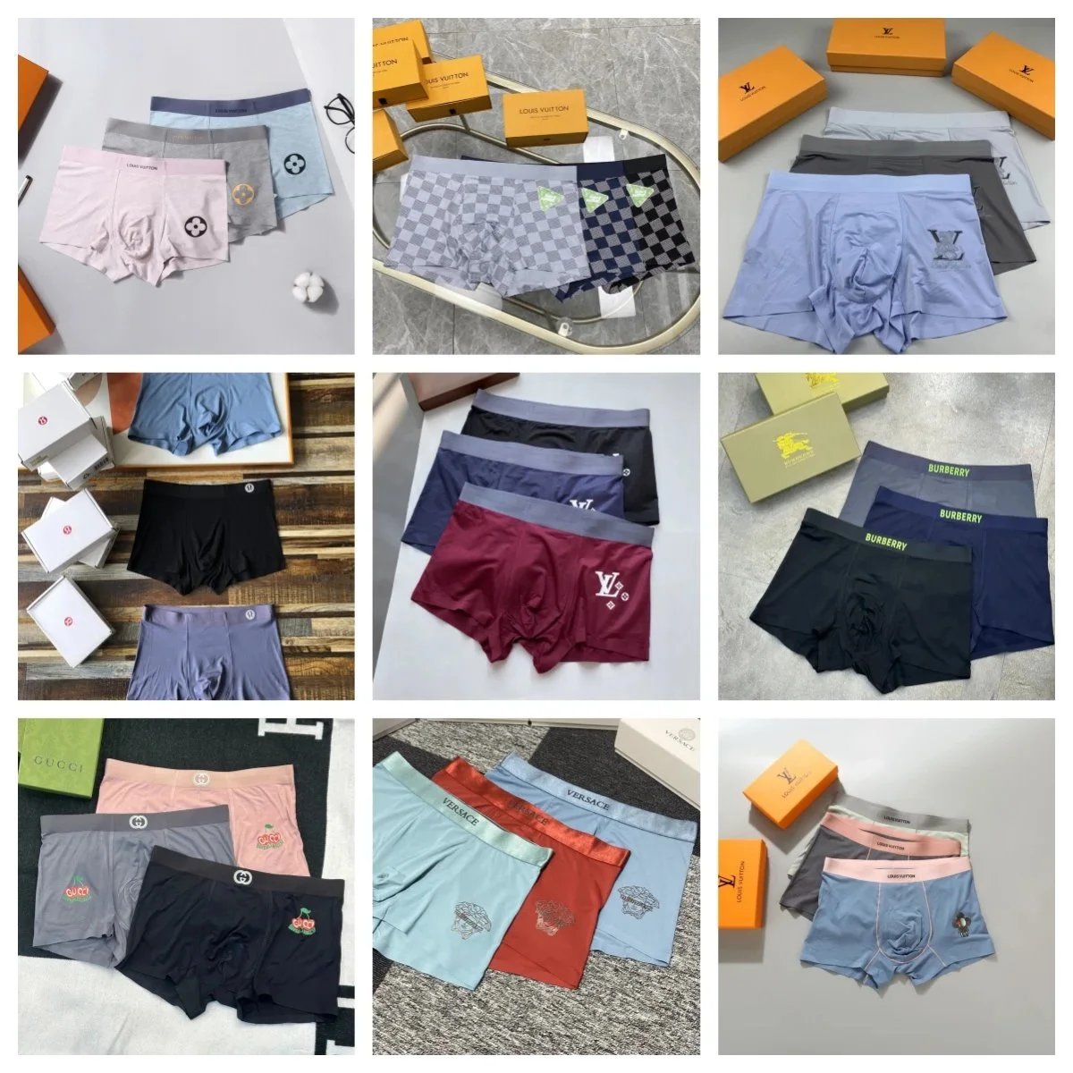 Luxury Men's Boxer Briefs by Louis Vuitton, Gucci, Versace, Burberry