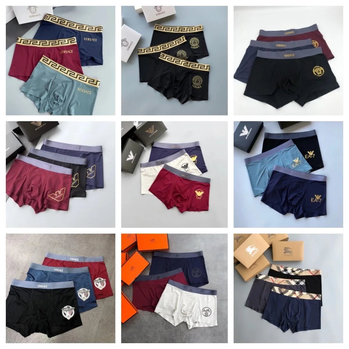 Men's Premium Cotton Boxer Briefs with Logo Design