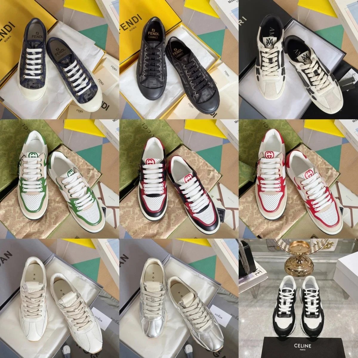 FENDI Gucci Celine Designer Sneakers Fashion Leather Shoes