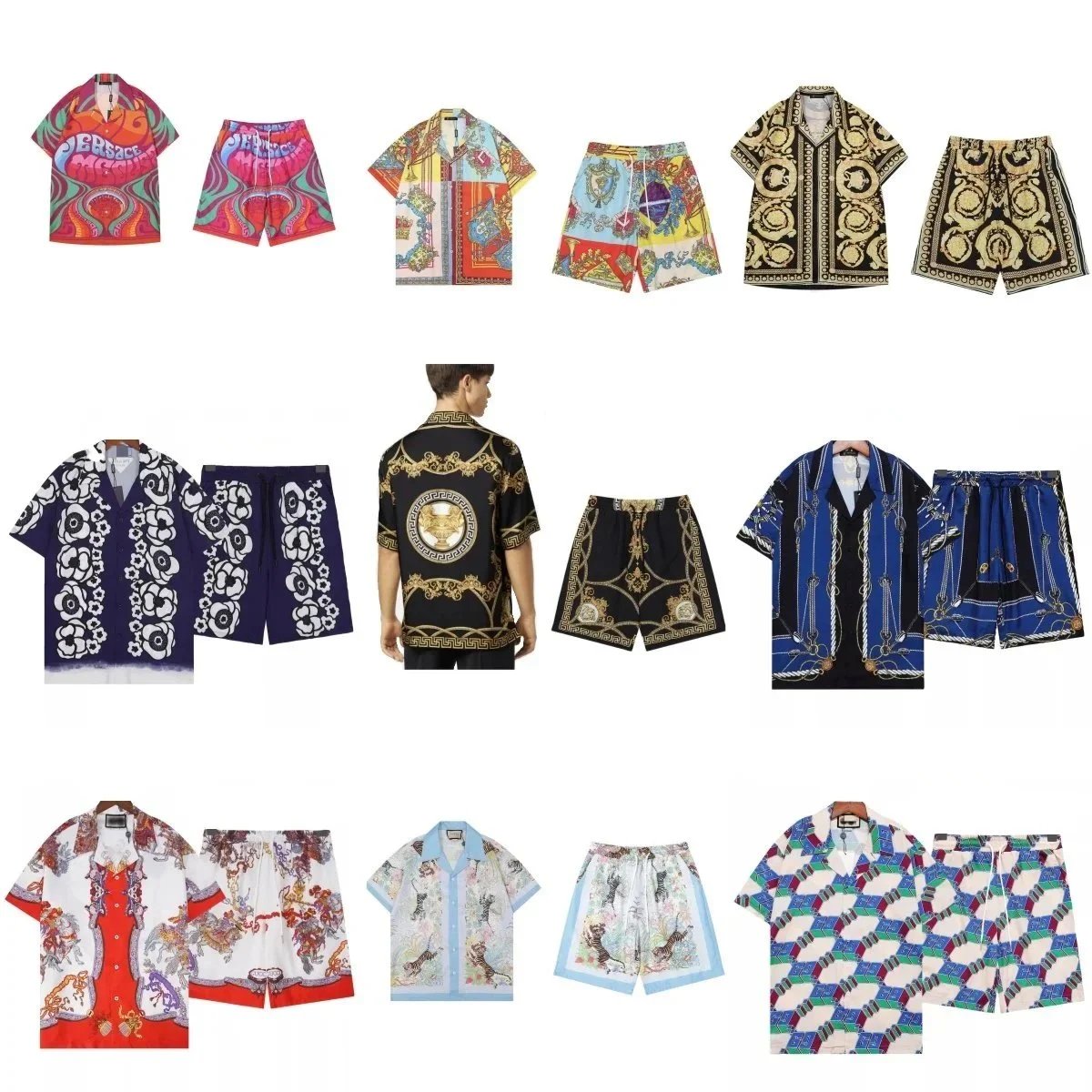 Versace Men's Printed Shirt and Shorts Sets