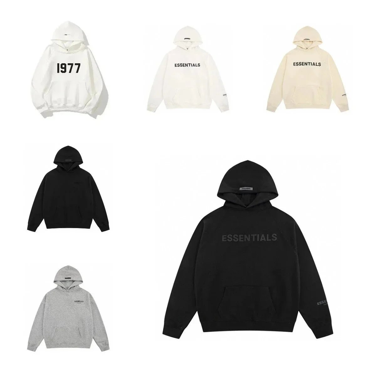 Essentials Hoodie Sweatshirt 1977 Logo Print Oversized Streetwear