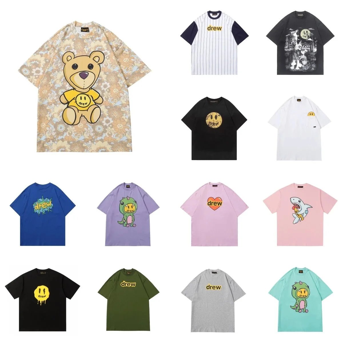 Drew House T-Shirts Collection Featuring Bear and Smiley Designs