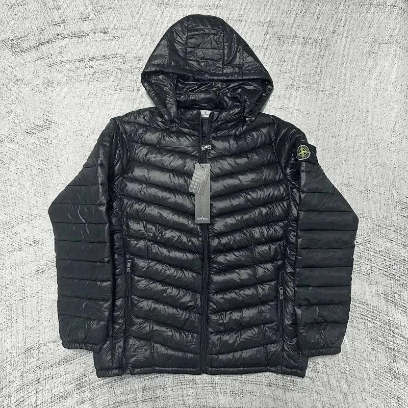 Stone Island Black Quilted Hooded Down Jacket
