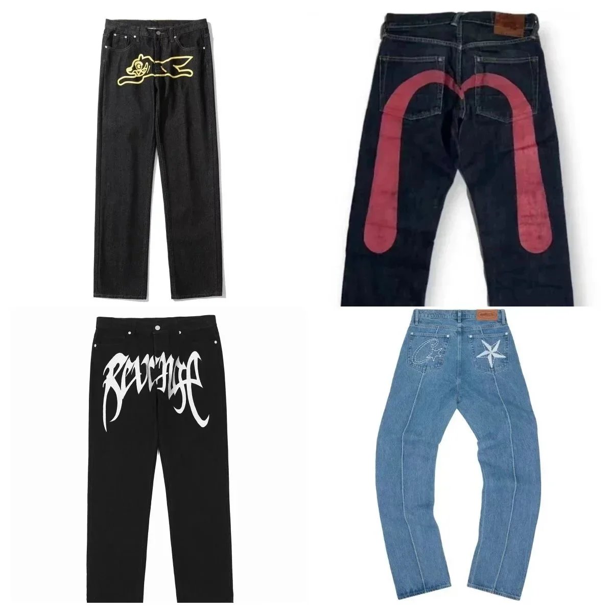 Beverage Denim Pants with Logo and Star Design