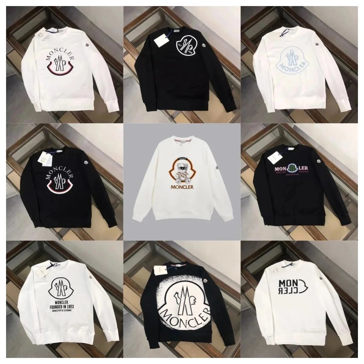 Moncler Sweatshirts for Men and Women - Premium Logo Crewneck Sweaters