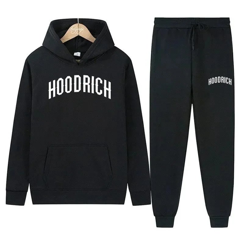 HOODRICH Black Hoodie and Sweatpants Set for Men Women