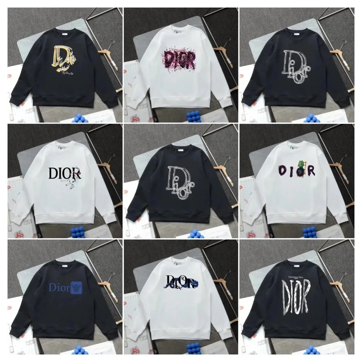 Dior Logo Sweatshirts for Men and Women Fashion Streetwear