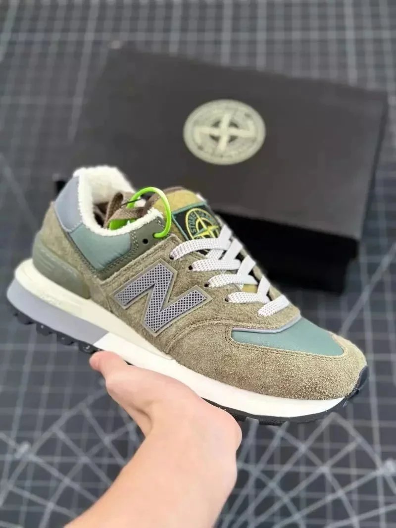 New Balance 574 Winter Sneakers Green Gray Mesh Running Shoes