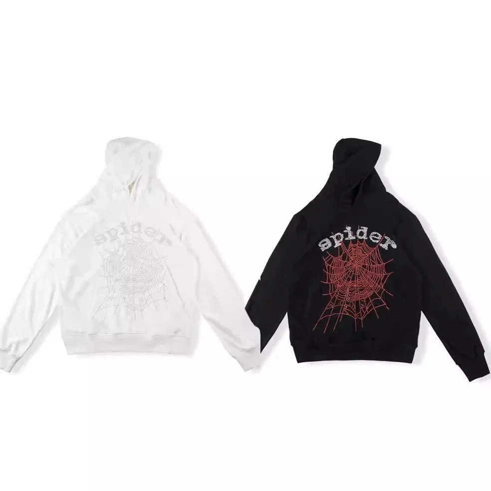 Spider Web Hoodie Sweatshirt Black White Design