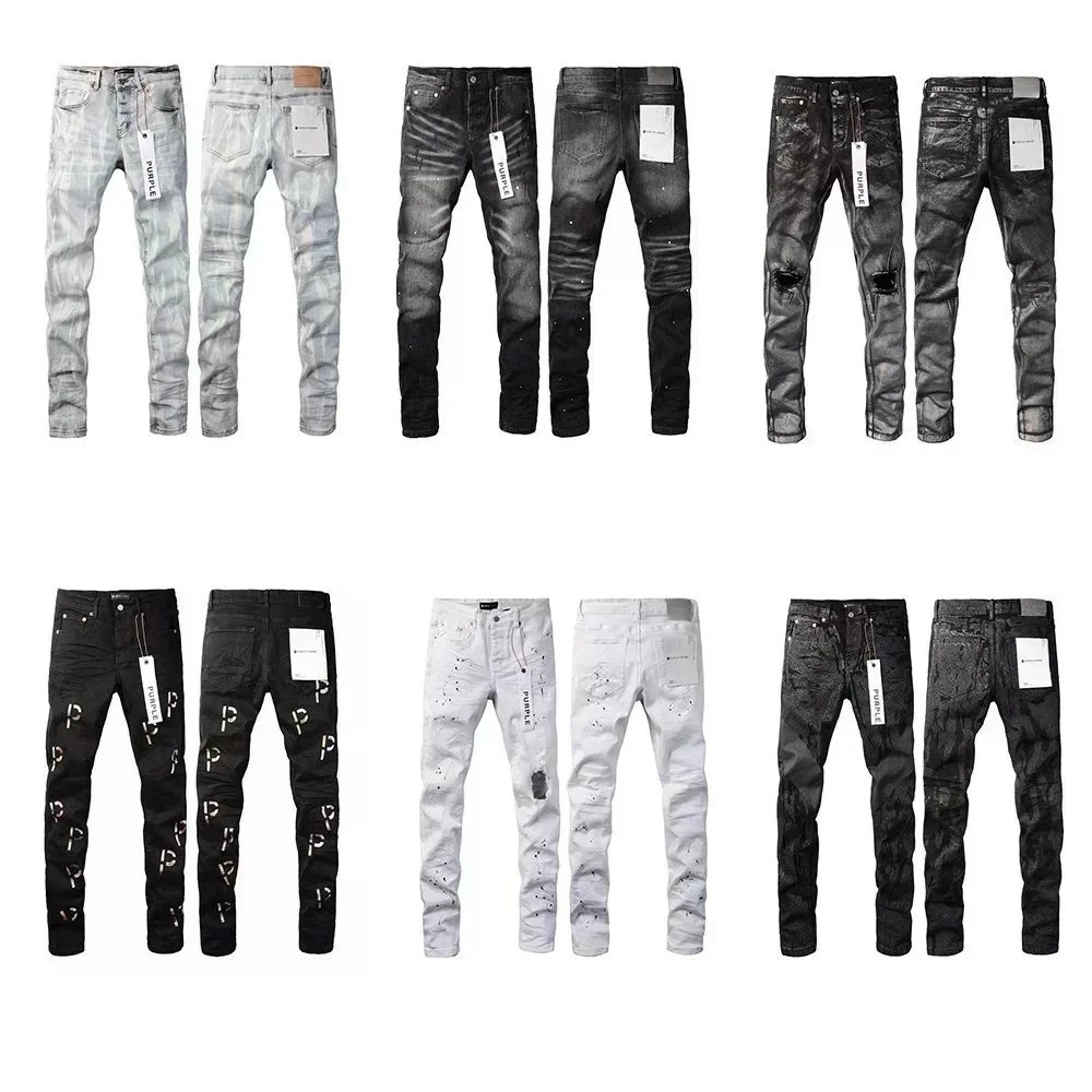 Men's Fashion Distressed Skinny Jeans with Patches and Rips