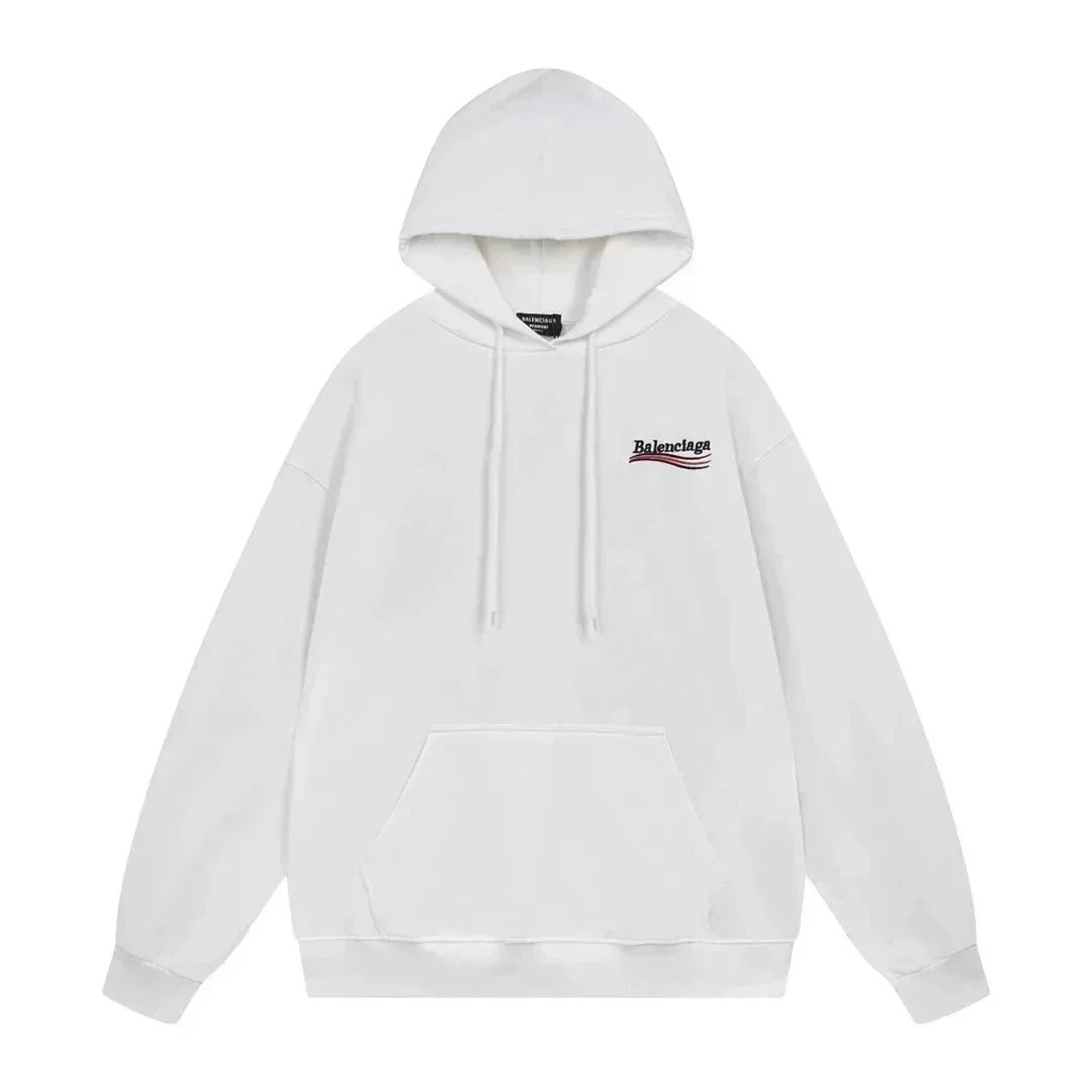 Balenciaga White Logo Hoodie Men's Fashion Sweatshirt