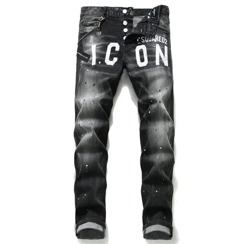 DSQUARED2 ICON Printed Black Jeans for Men