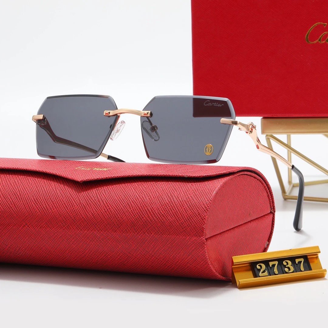 Cartier Sunglasses Model 2737 Gold Frame Grey Lens