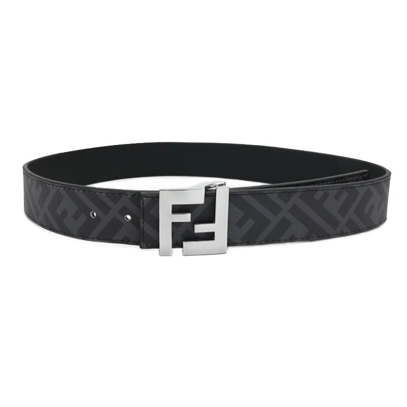 Fendi FF Logo Belt Black Monogram Leather
