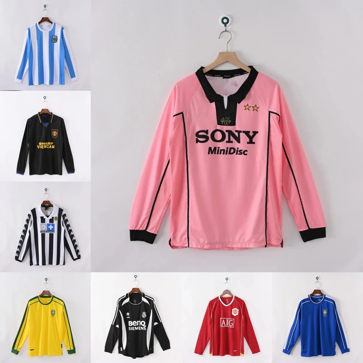 Vintage Football Jersey Collection Long Sleeve Retro Soccer Shirts