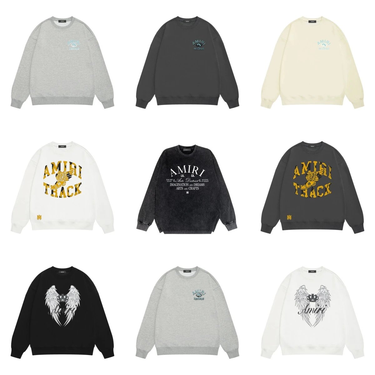 AMIRI Track Crewneck Sweatshirt Men's Fashion Streetwear