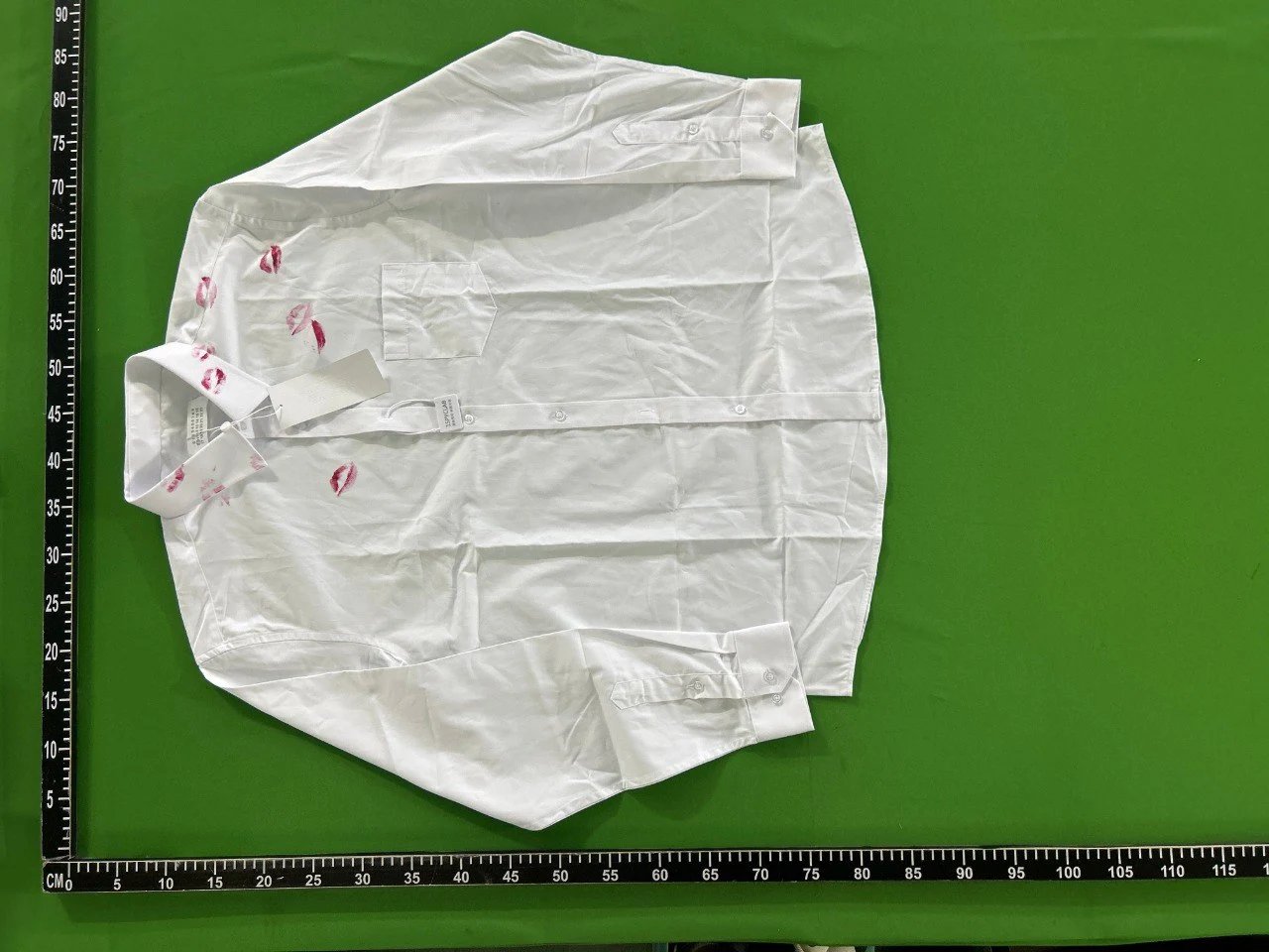White Button-Up Shirt with Lip Print Design