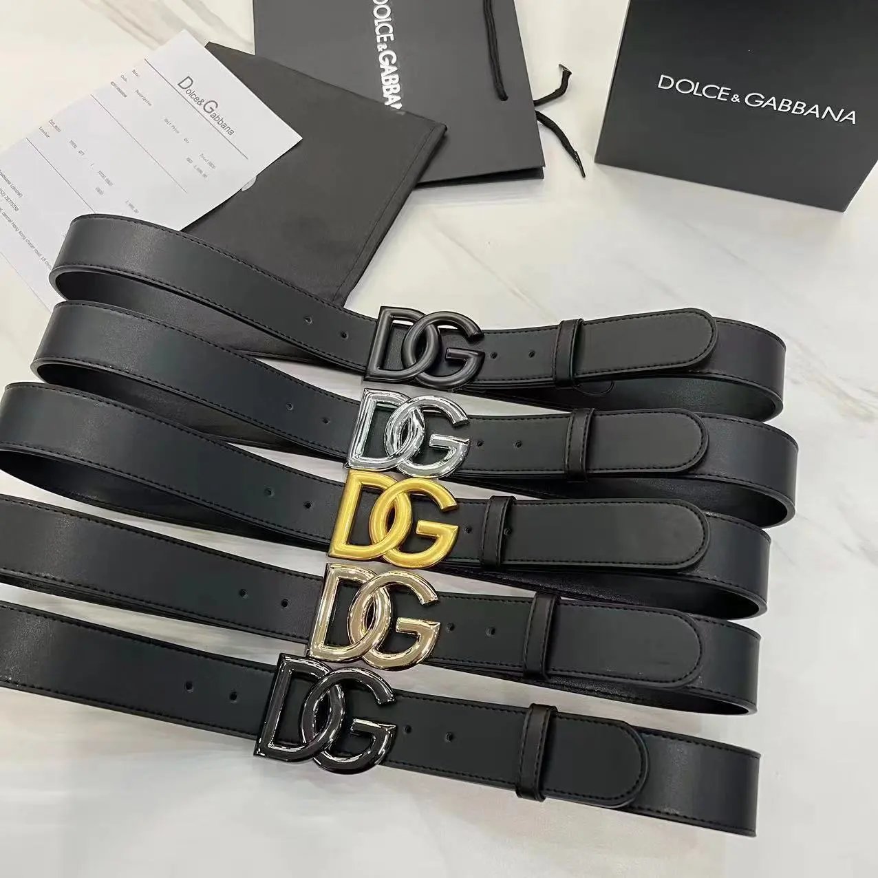 Dolce & Gabbana DG Logo Leather Belt for Men and Women