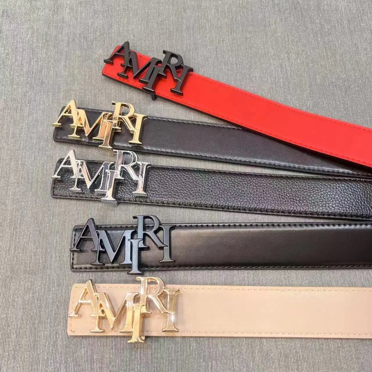 AMRI Logo Leather Belt Fashion Men Women Designer Belt