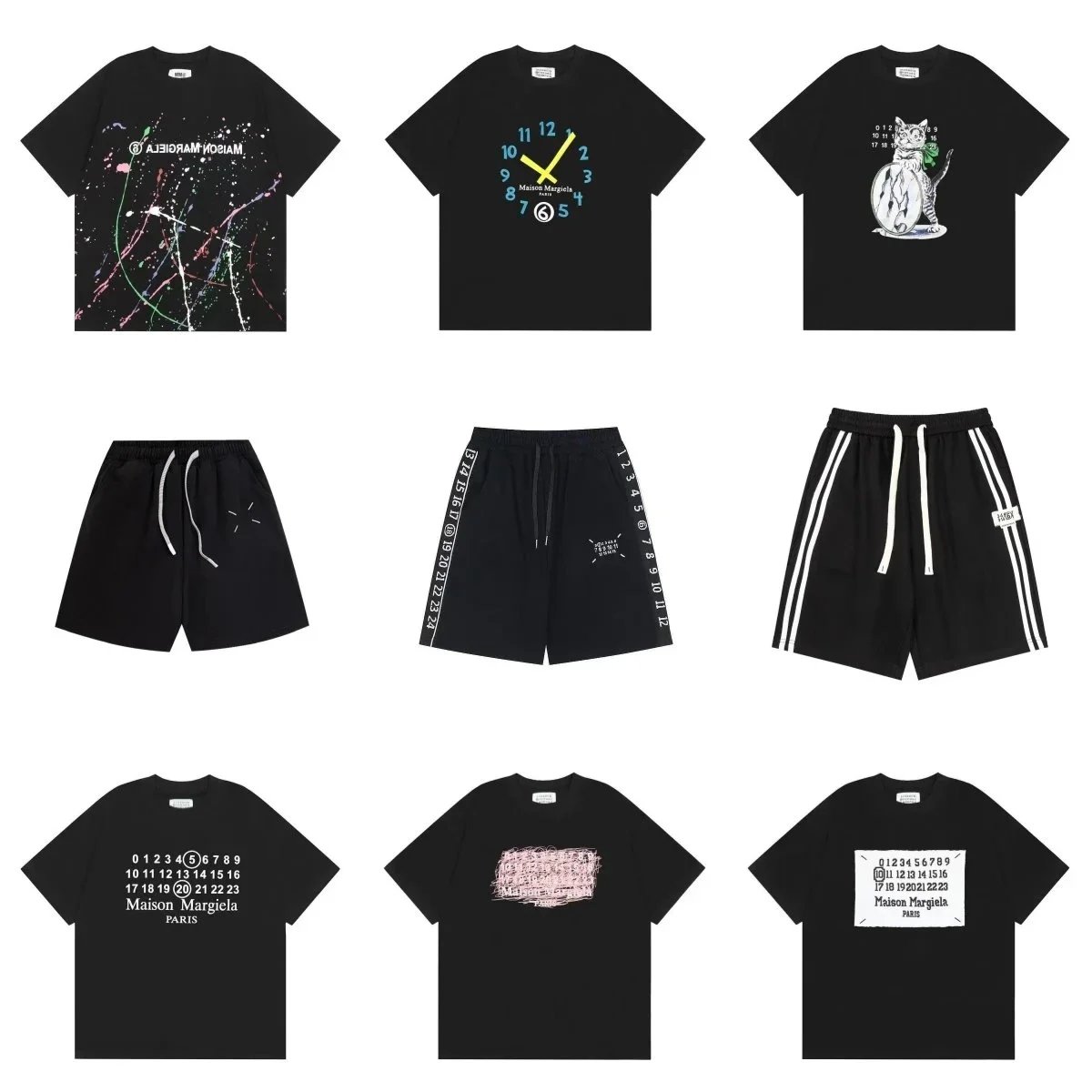 Maison Margiela Black T-Shirts and Shorts Collection