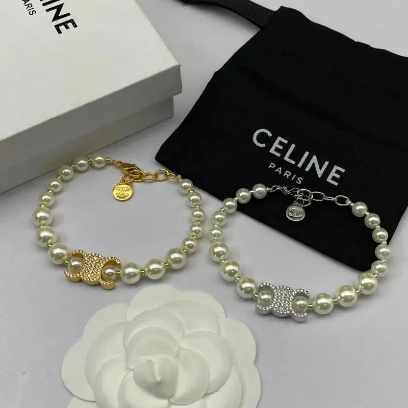 Celine Pearl Bracelet with Gold and Silver Clasp