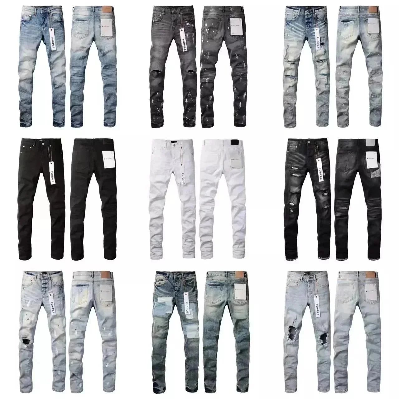 Men's Fashion Distressed Skinny Jeans Slim Fit Denim Pants