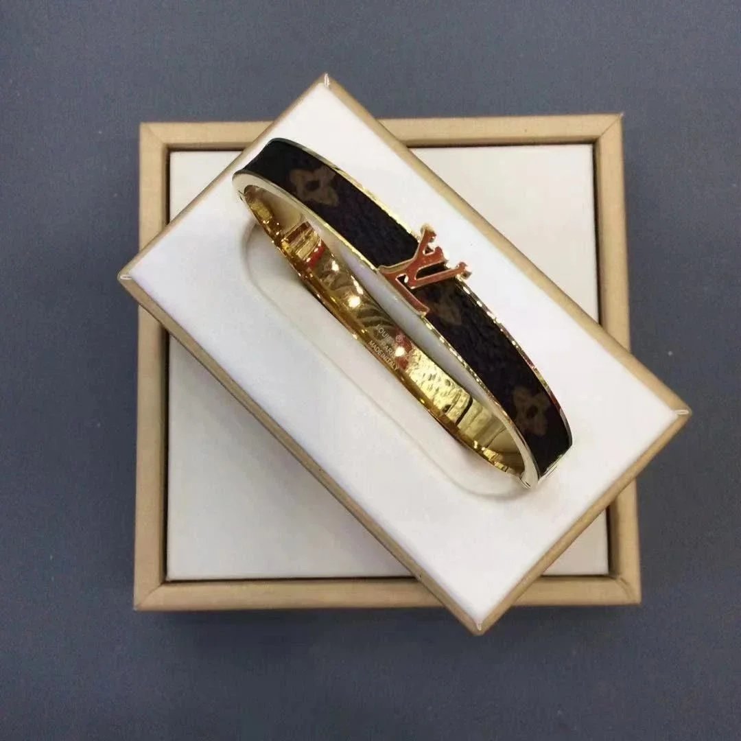 Louis Vuitton Monogram Bracelet Gold Tone Bangle