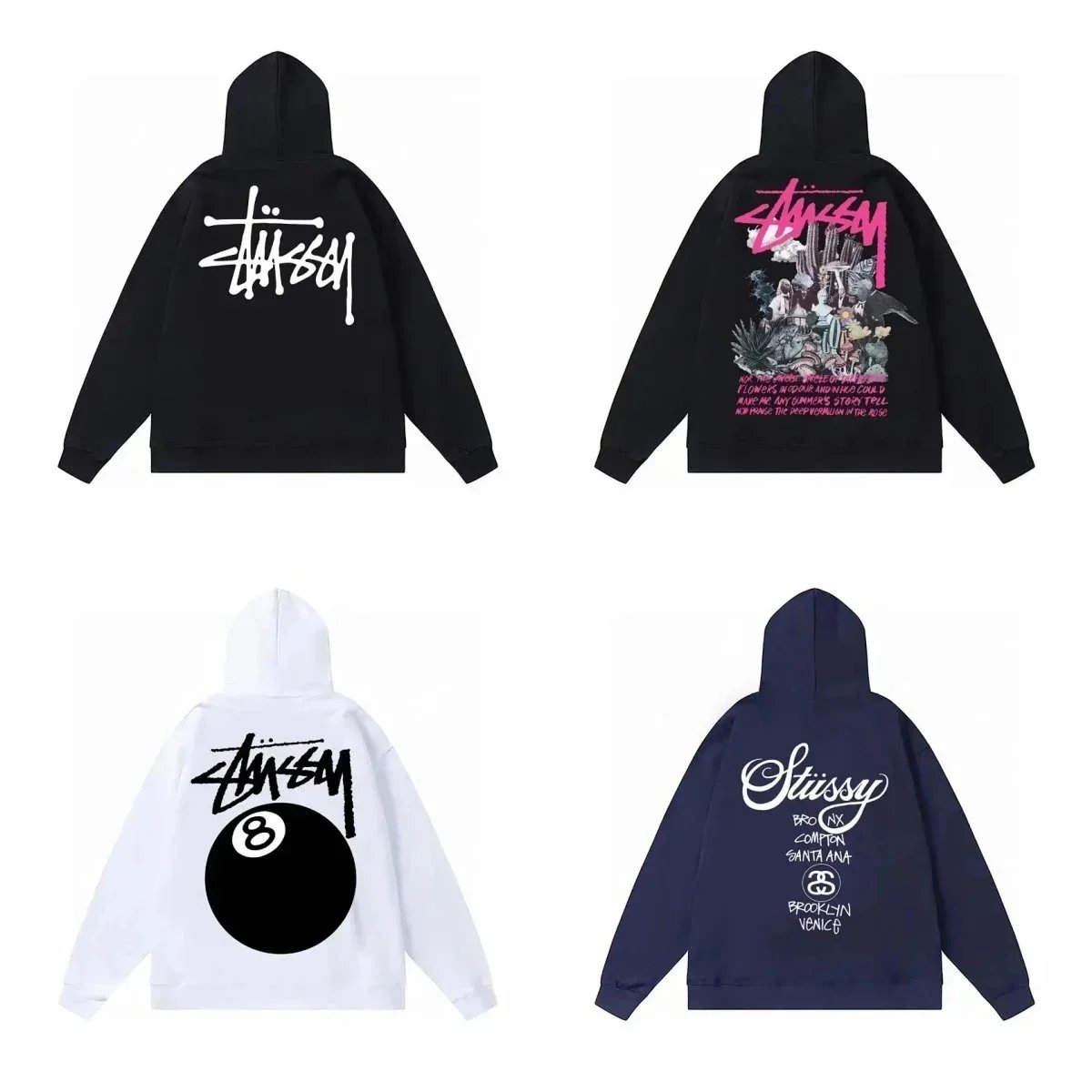 Stussy Hoodie Sweatshirt Men Women Streetwear Logo Print Pullover Hooded Jacket