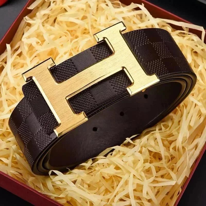Hermes H Belt Gold Buckle Black Leather Men's Fashion Accessory