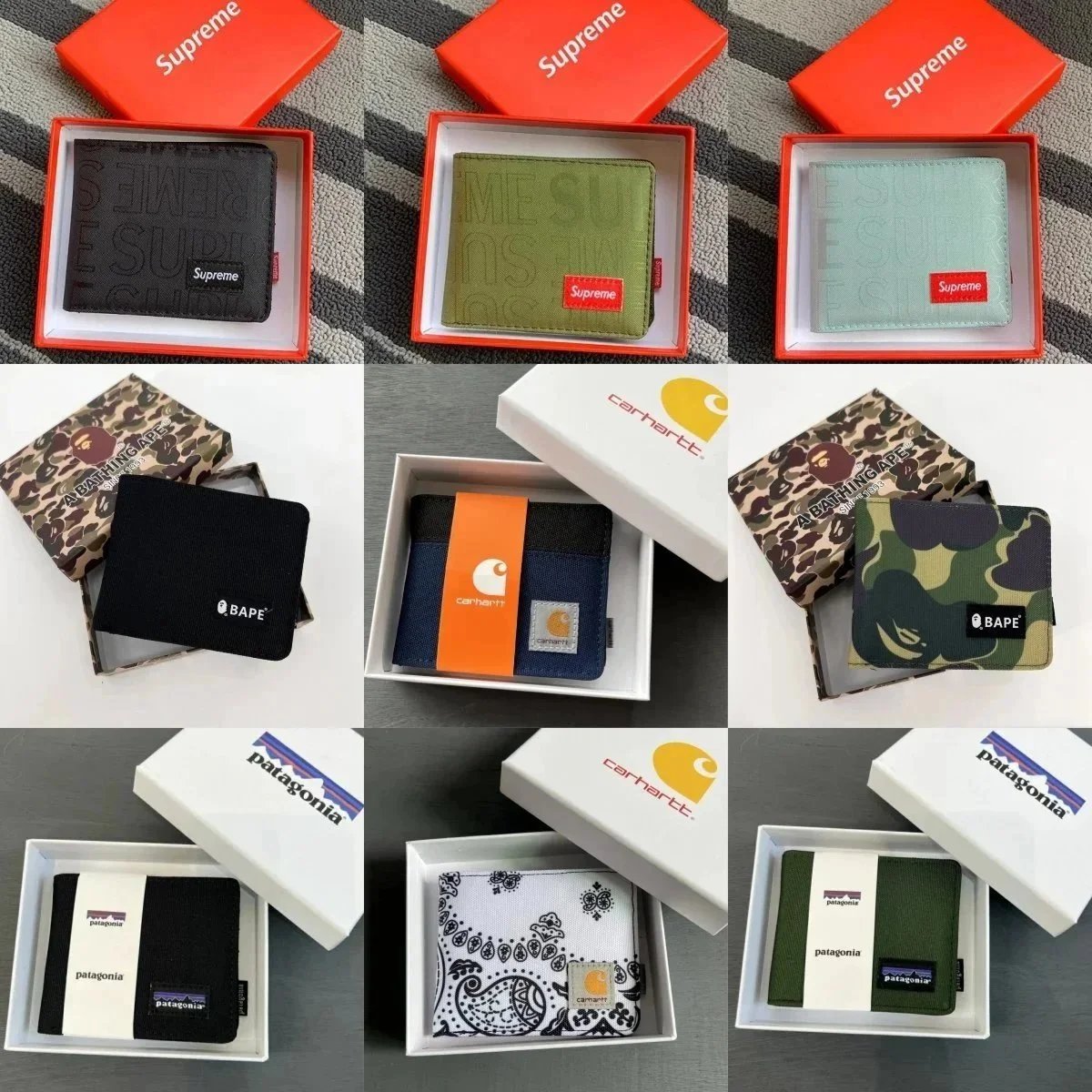 Supreme Carhartt BAPE Patagonia Wallets Collection