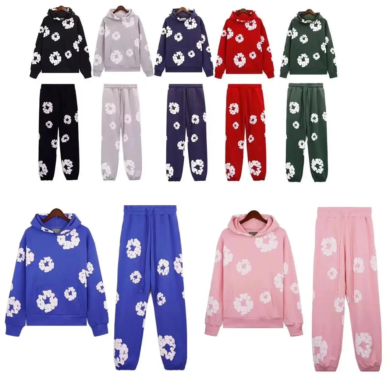 Floral Print Hoodie and Pants Set for Women Casual Comfortable Tracksuit