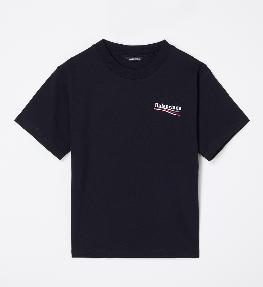 Balenciaga Logo Embroidered T-Shirt Black