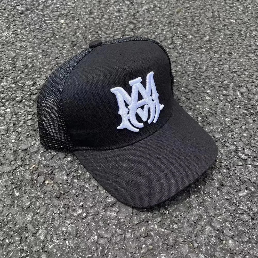 Black NY Logo Trucker Hat Mesh Back Cap