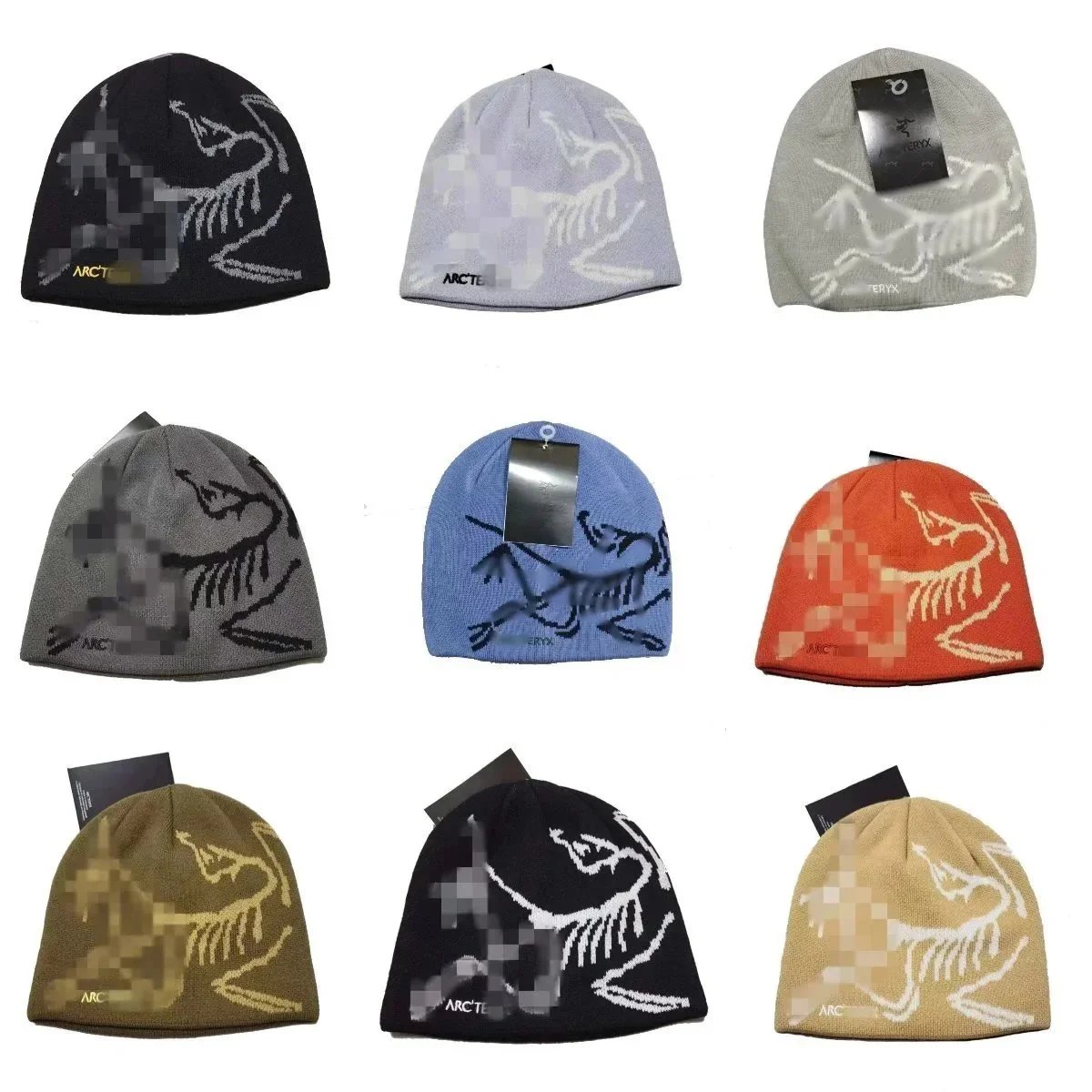Arc'teryx Knit Beanie Hat with Bird Skeleton Design