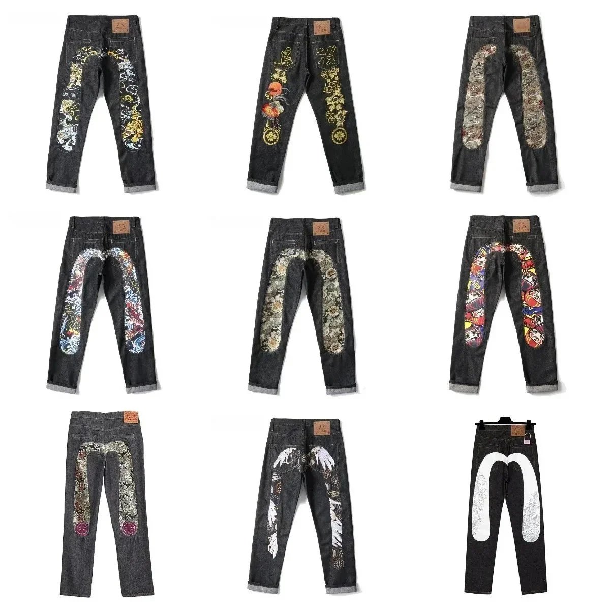 Ed Hardy Embroidered Denim Pants for Men