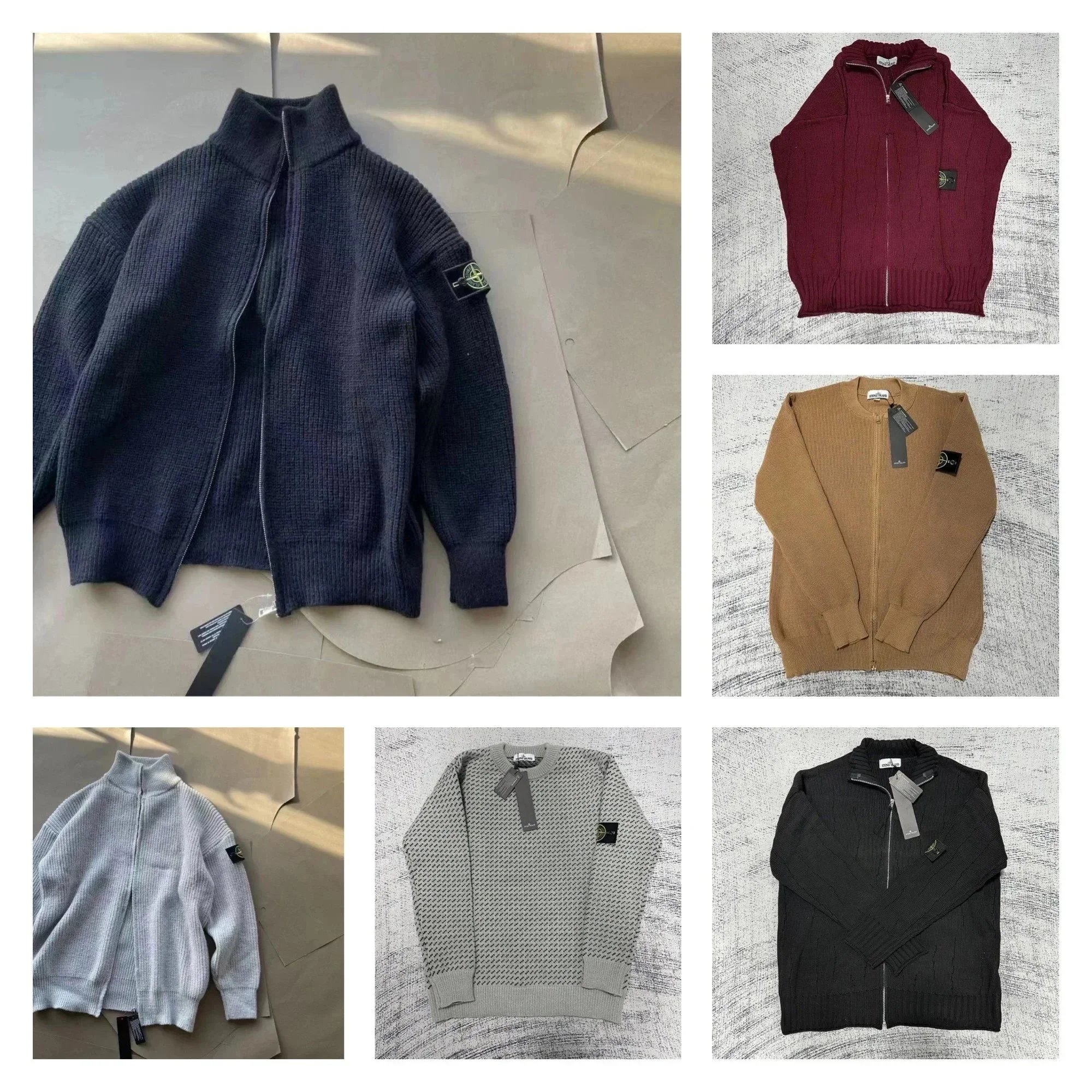 Stone Island Zip-Up Knit Sweater Men's Wool Blend Jacket