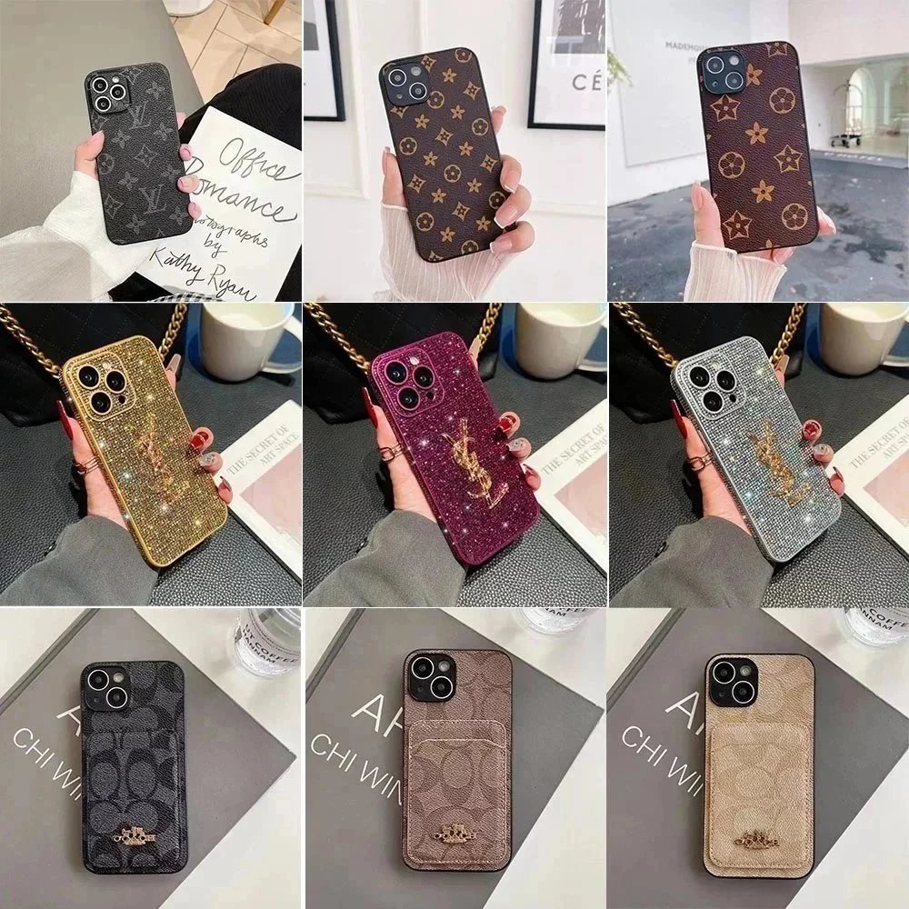 Luxury YSL iPhone Case with Rhinestone and Monogram Design