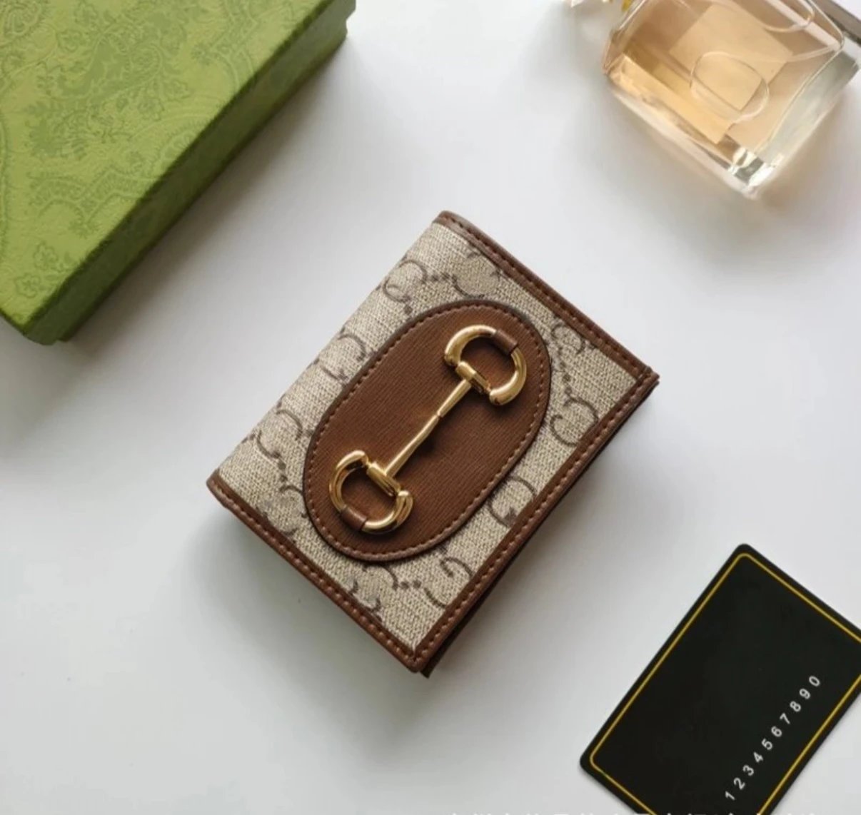 Gucci Horsebit Wallet in Beige and Brown Canvas