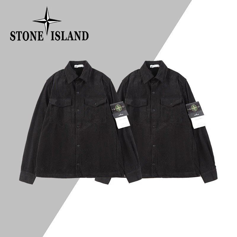 Stone Island Black Corduroy Shirt Jacket