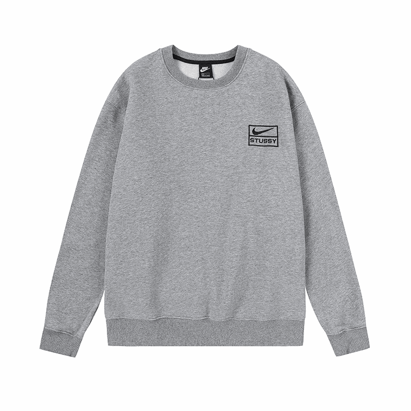 Nike Stussy Crewneck Oversized Sweatshirt Gray