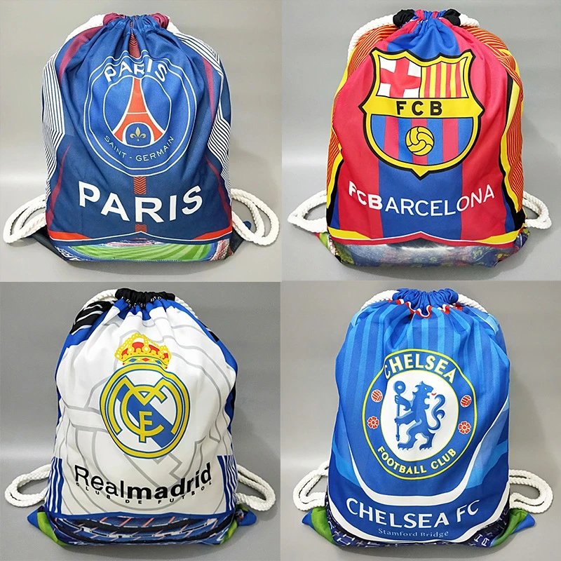 Design Football Club Drawstring Bag Soccer Sporty Backpack Multicolor