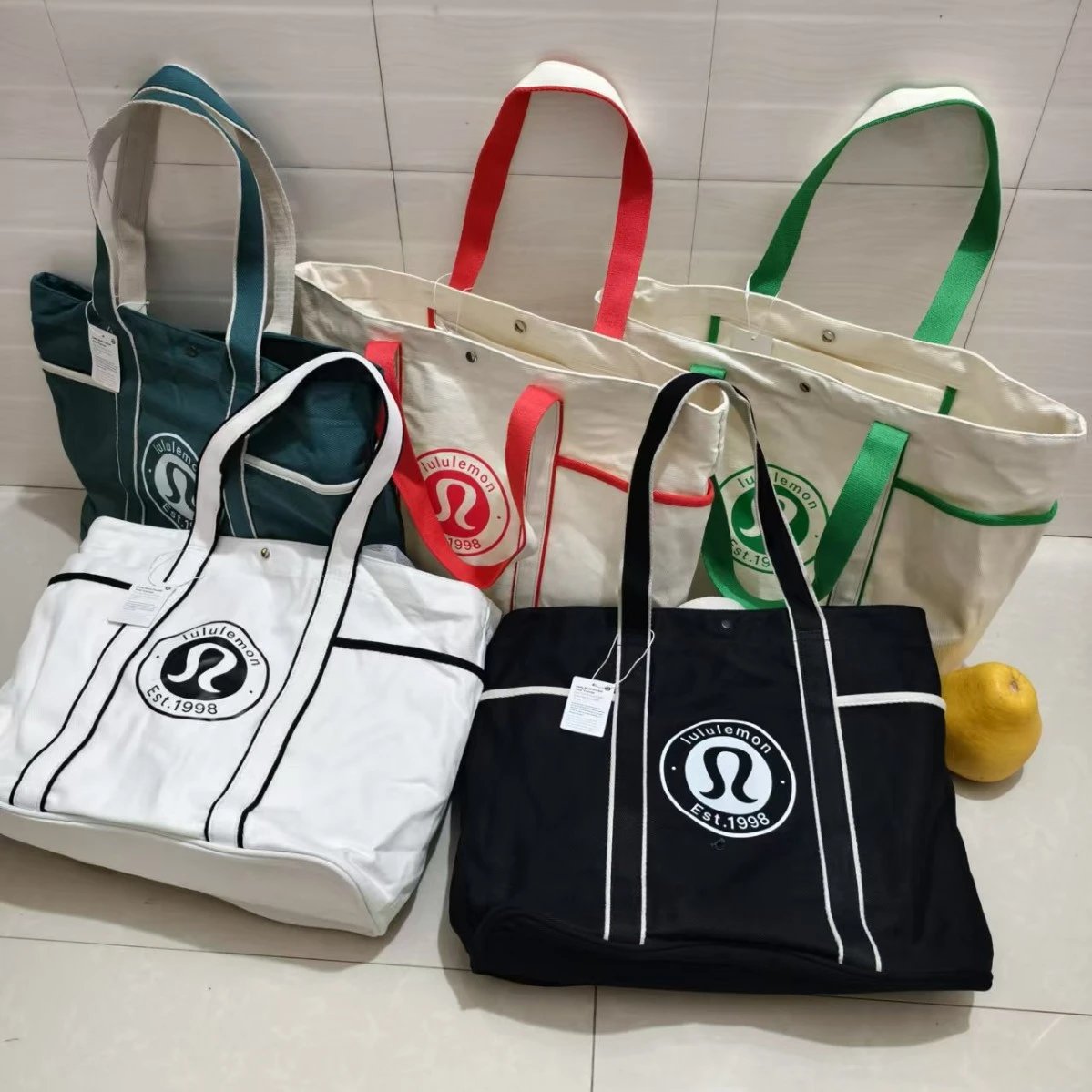 Lululemon Canvas Tote Bag Casual Shoulder Bag Multicolor