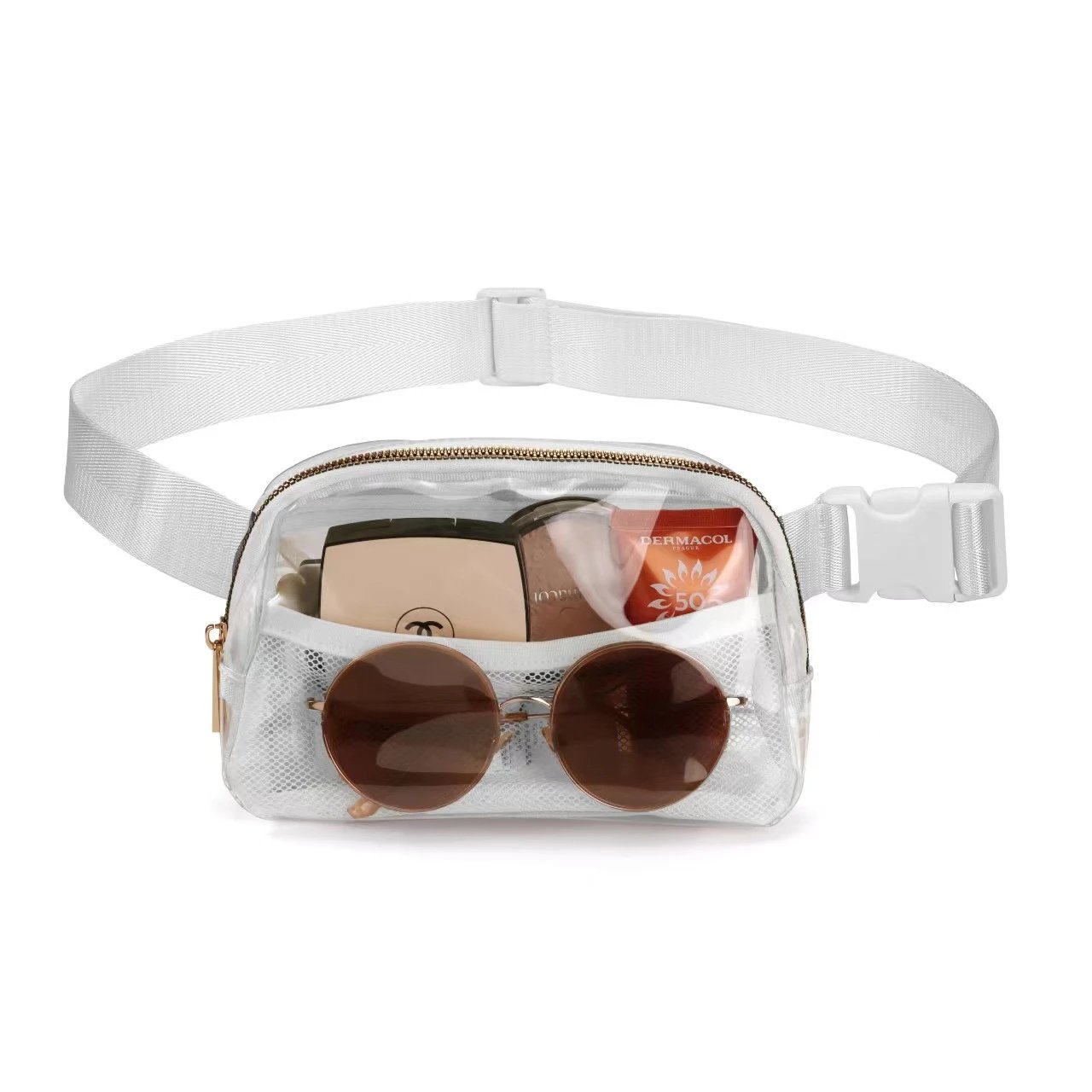 Design Clear PVC Transparent Belt Bag White