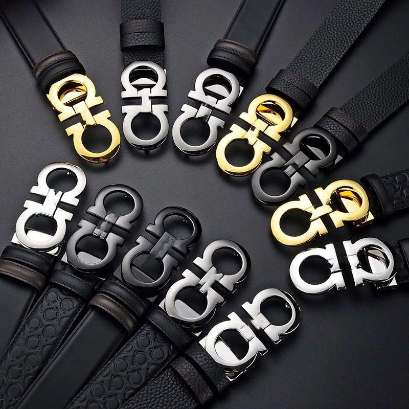 Salvatore Ferragamo Gancini Buckle Leather Belt Black